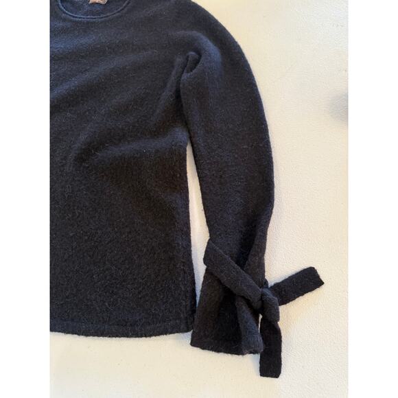 J McLaughlin Black Merino Wool Baby Alpaca Pullover Ribbon Tie Sweater Sz S - Picture 5 of 7